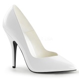 White Varnished 13 cm SEDUCE-420V pointed toe pumps with high heels