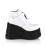 White Vegan 12 cm STOMP-15 lolita ankle boots wedge platform