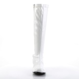 White boots block heel 5 cm - 70s years style hippie disco gogo under kneeboots patent leather