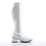 White boots block heel 5 cm - 70s years style hippie disco gogo under kneeboots patent leather