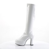 White platform boots patent 13 cm - 70s years hippie disco gogo kneeboots chunky