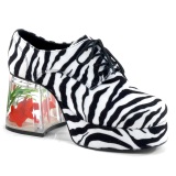 Zebra PIMP-02 mens pimp shoes lace-up with goldfish aquarium heel